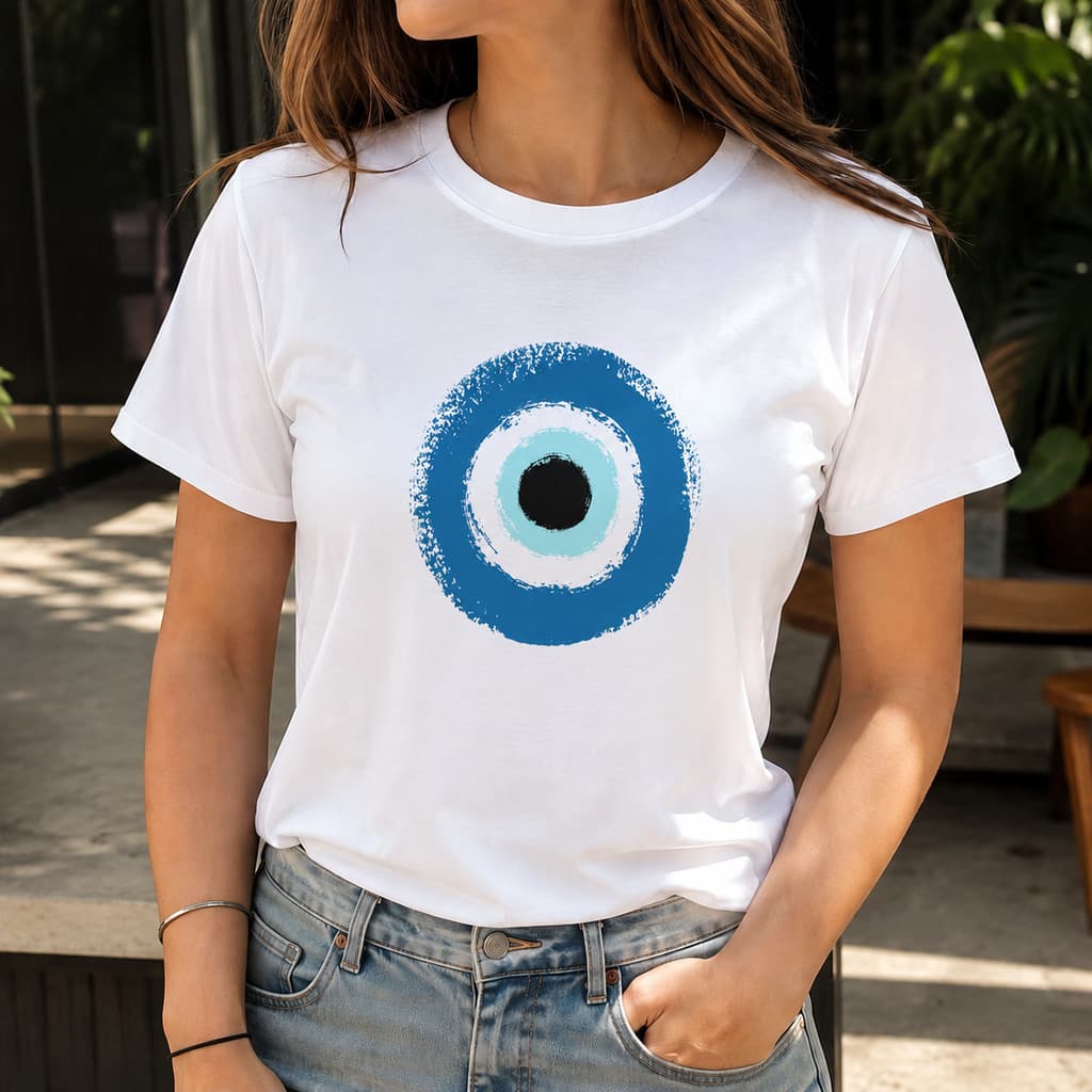 Blusa Olho Grego Protecao Camisa Em Algodao Leve Basica Dia a Dia