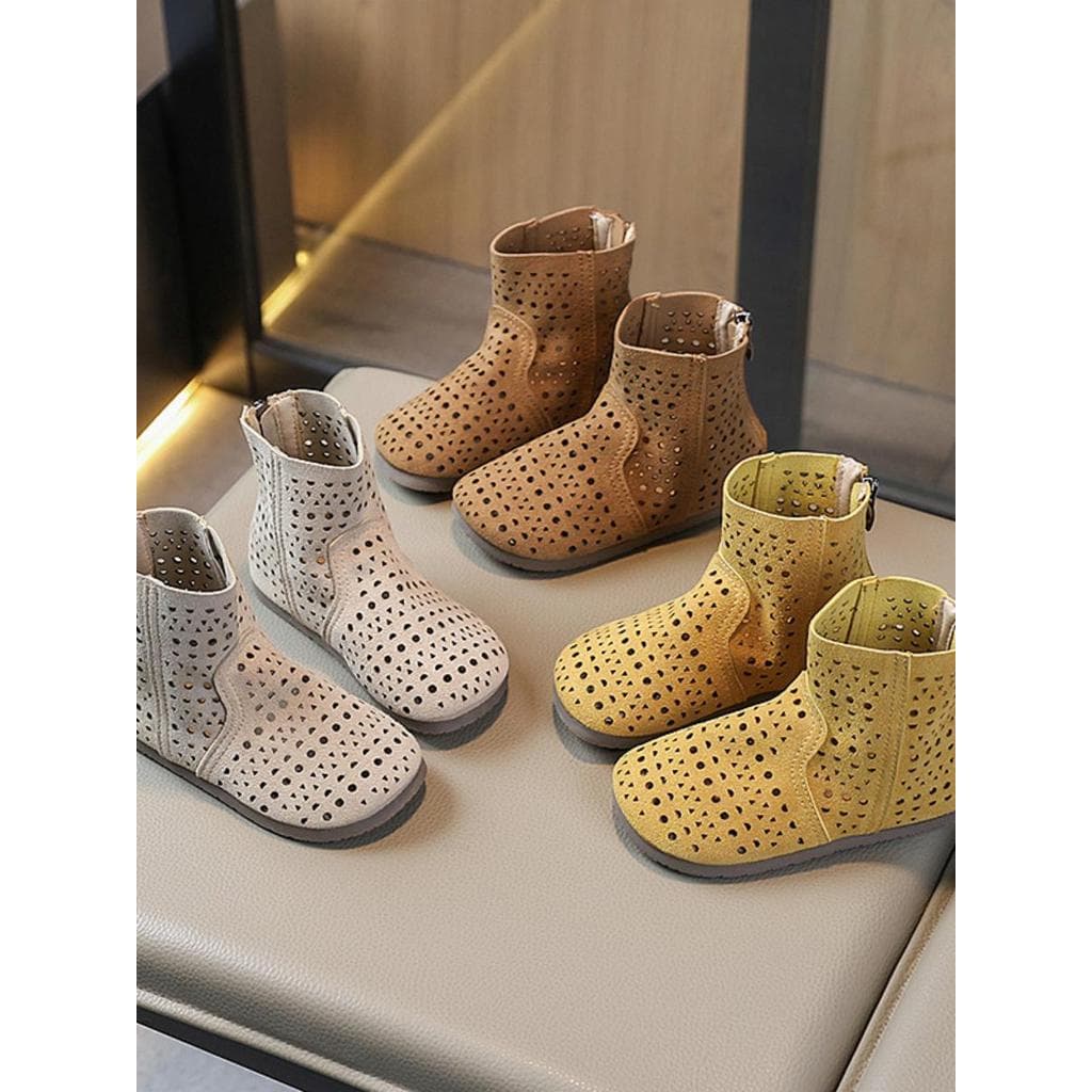 Verão novo estilo crianças oco respirável botas curtas meninas moda sandálias romanas botas 3-6 anos de idade bebê botas
