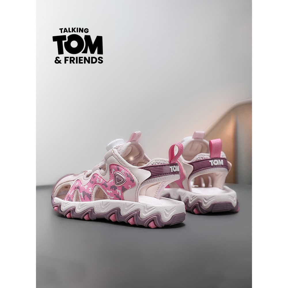 Tom gato meninas sandálias verão 2026 novo estilo botão rotativo meninas antiderrapante sola macia respirável sapatos de