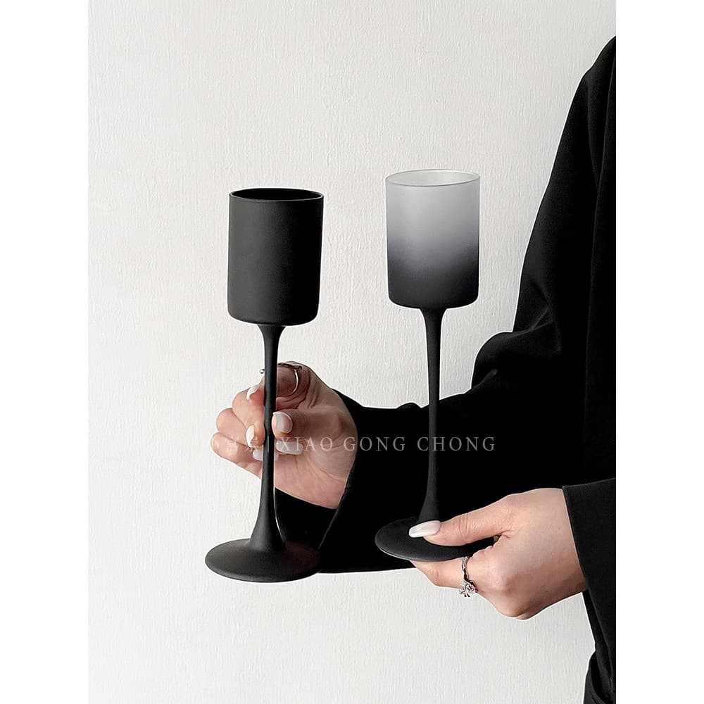 Retro fosco preto reto taça de vidro Cocktail nicho High-End champanhe vidro doce vinho copo suco