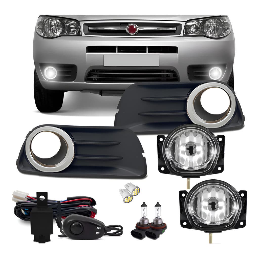 Kit Farol Milha Palio Fire Way 2014 2015 Botão Alternativo Transparente