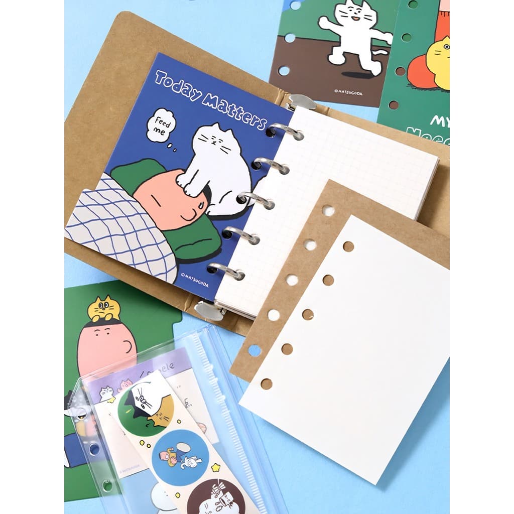MATSUGODA M5 Papel Kraft Caderno de Folhas Soltas Manual ins Estilo Notebook Tamanho Pequeno Diário A7 Manual