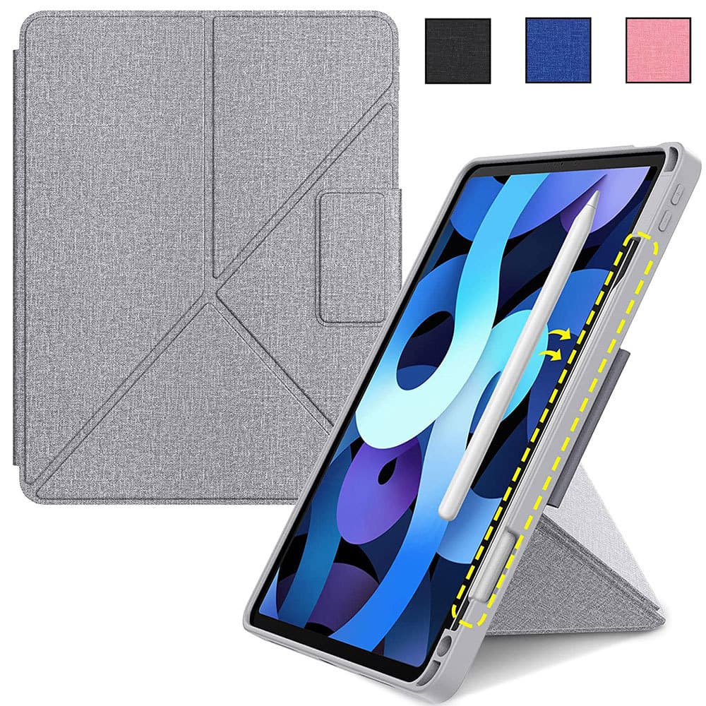 Capa De Couro Flip Com Suporte Multiângulo Origami Porta-Lápis , Inteligente Fina Para Despertar/Sono Automático iPad Ai