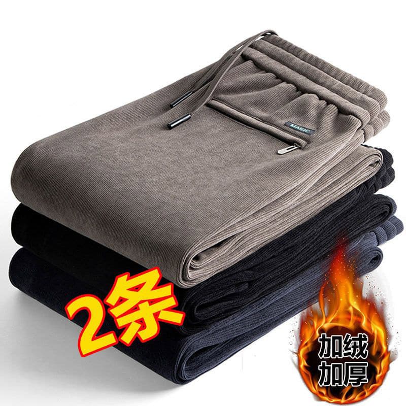 Outono inverno estilo grosso solto calças esportivas dos homens de perna larga calças casuais calças masculinas mais vel