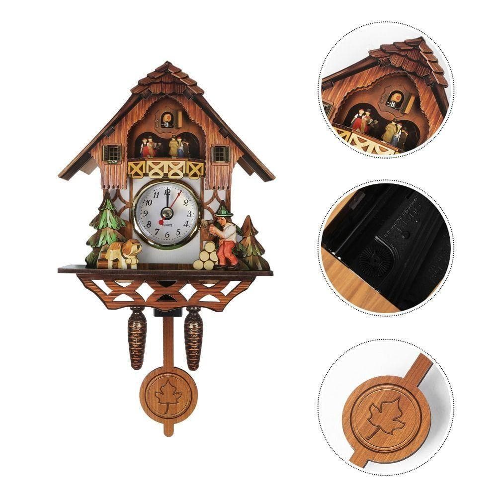 Relógio De Parede  , Relógios Vintage De Pêndulo Silencioso , 3D Chiming Forest Tower