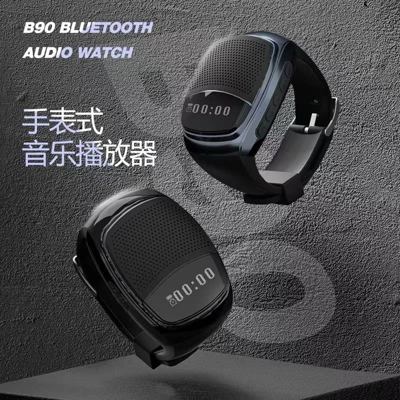 B90 ao ar livre Mini relógio de pulso Bluetooth alto-falante esportes correndo ciclismo carro TF cartão Player áudio