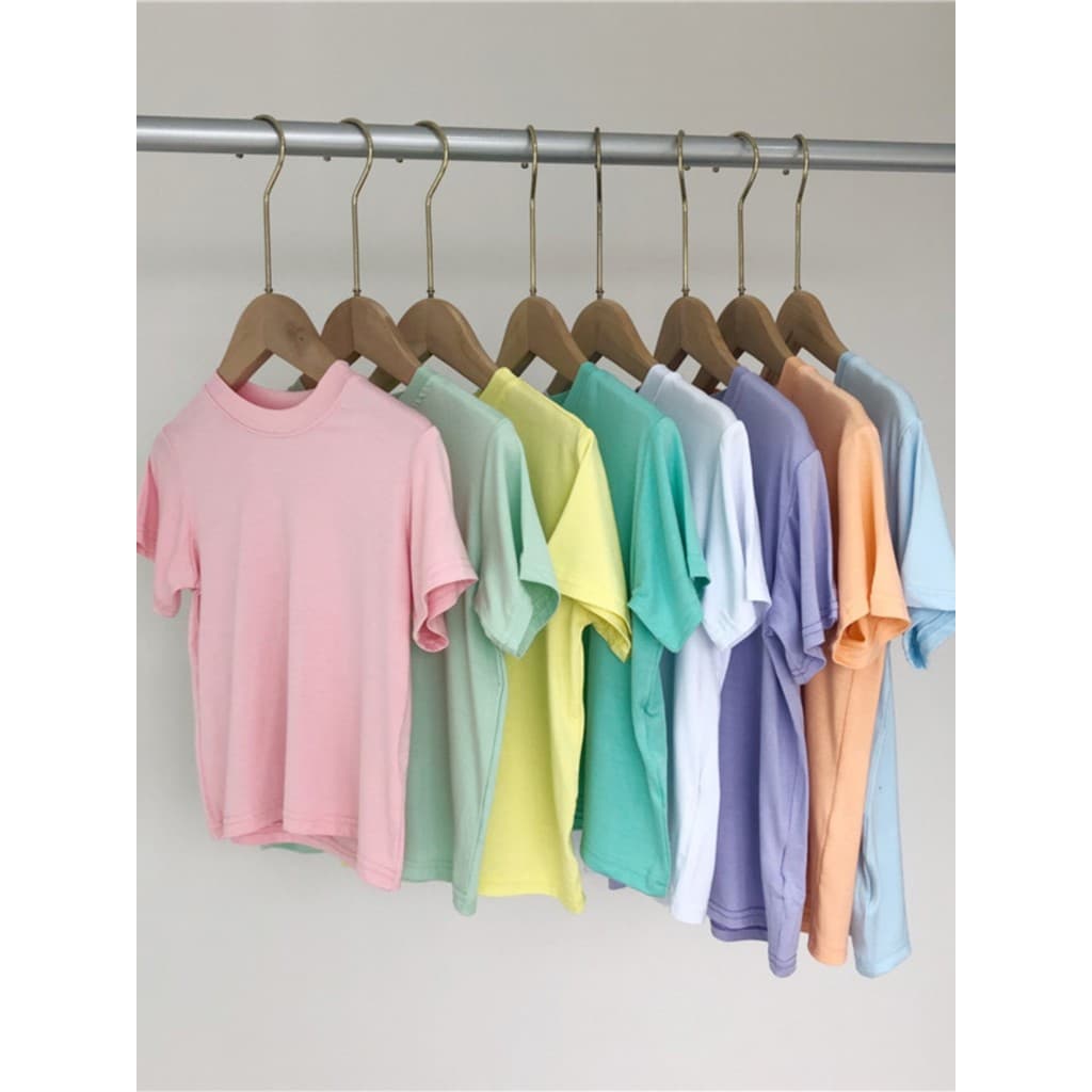 [Boa série de cores de coração] 2 peças frete grátis Modal máscara infantil camiseta médio pequeno crianças bebê manga c
