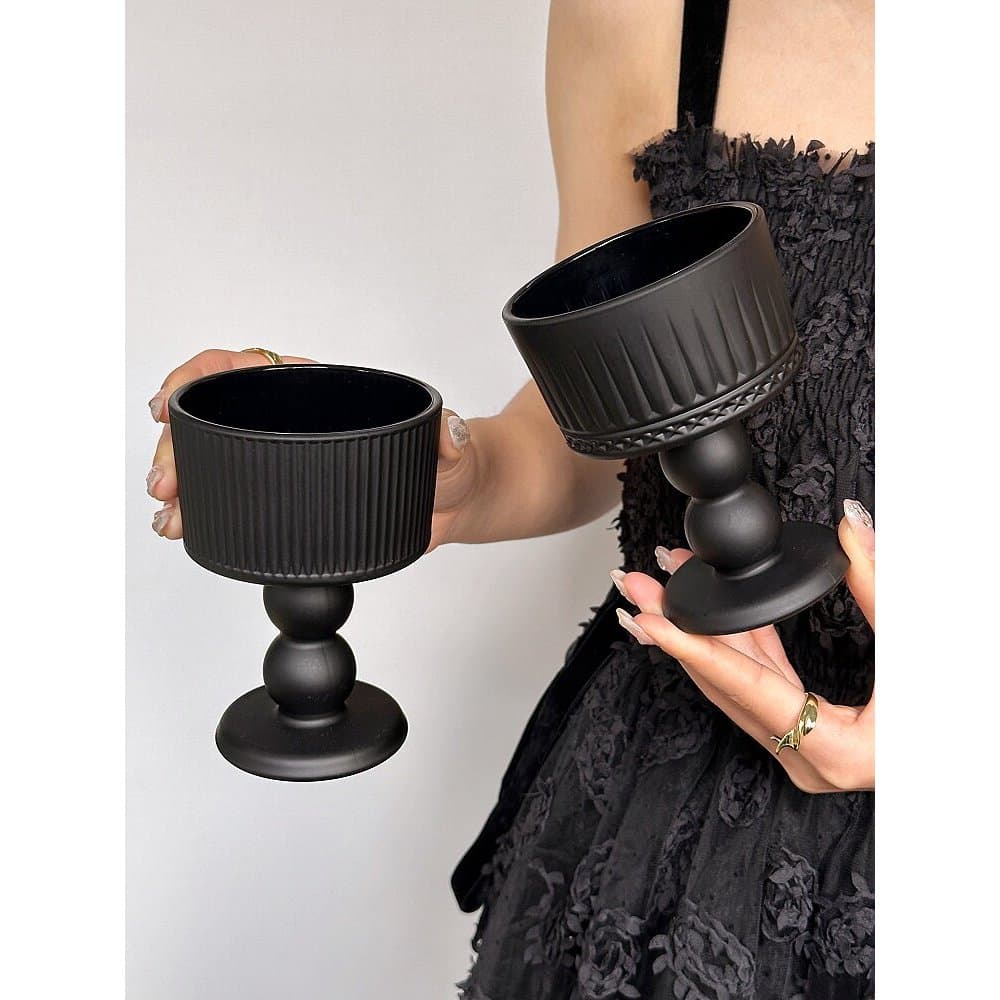Retro silencioso preto fosco vidro francês Medieval taça ins estilo High-End copo de vinho tinto copo de bebida
