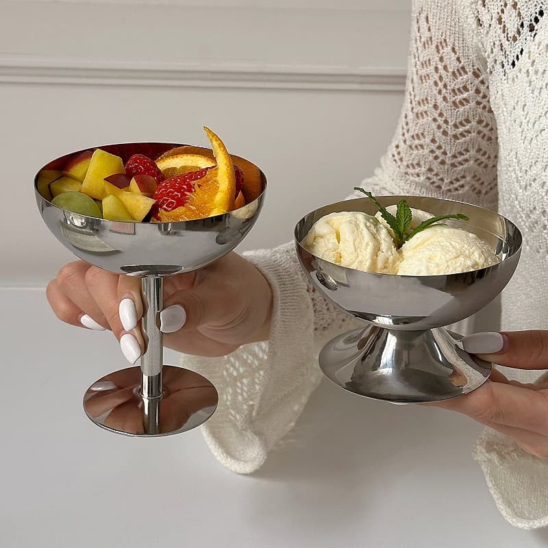 Cálice de aço inoxidável criativo Cocktail copo de vinho estrangeiro sorvete sobremesa tigela 304 Gourmet Blogger posand