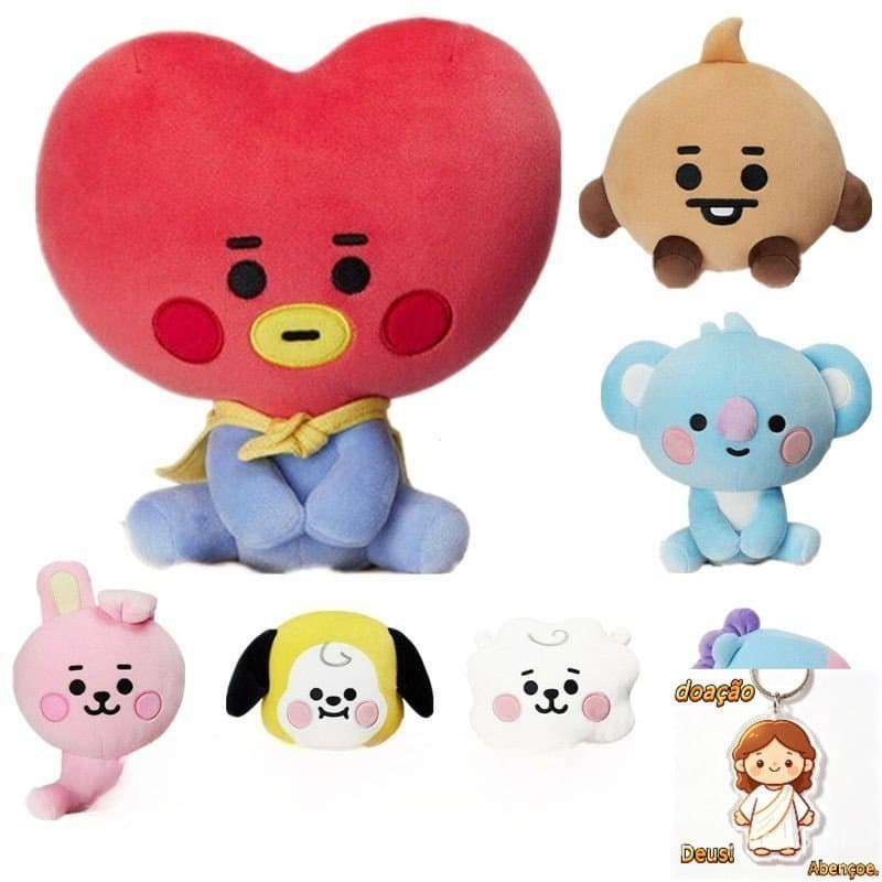 Boneco de Pelúcia Superstar da Música Pop Coreana Bt21 20cm/Bt Brinquedo de Pelúcia/Boneco Infantil em Posição Sentada/P