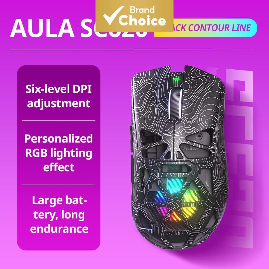 Mouse Bluetooth Ergonômico Sem Fio AULA SC620, Conexão Tripla, Carcaça Perfurada Respirável, Múltiplos Dispositivos,