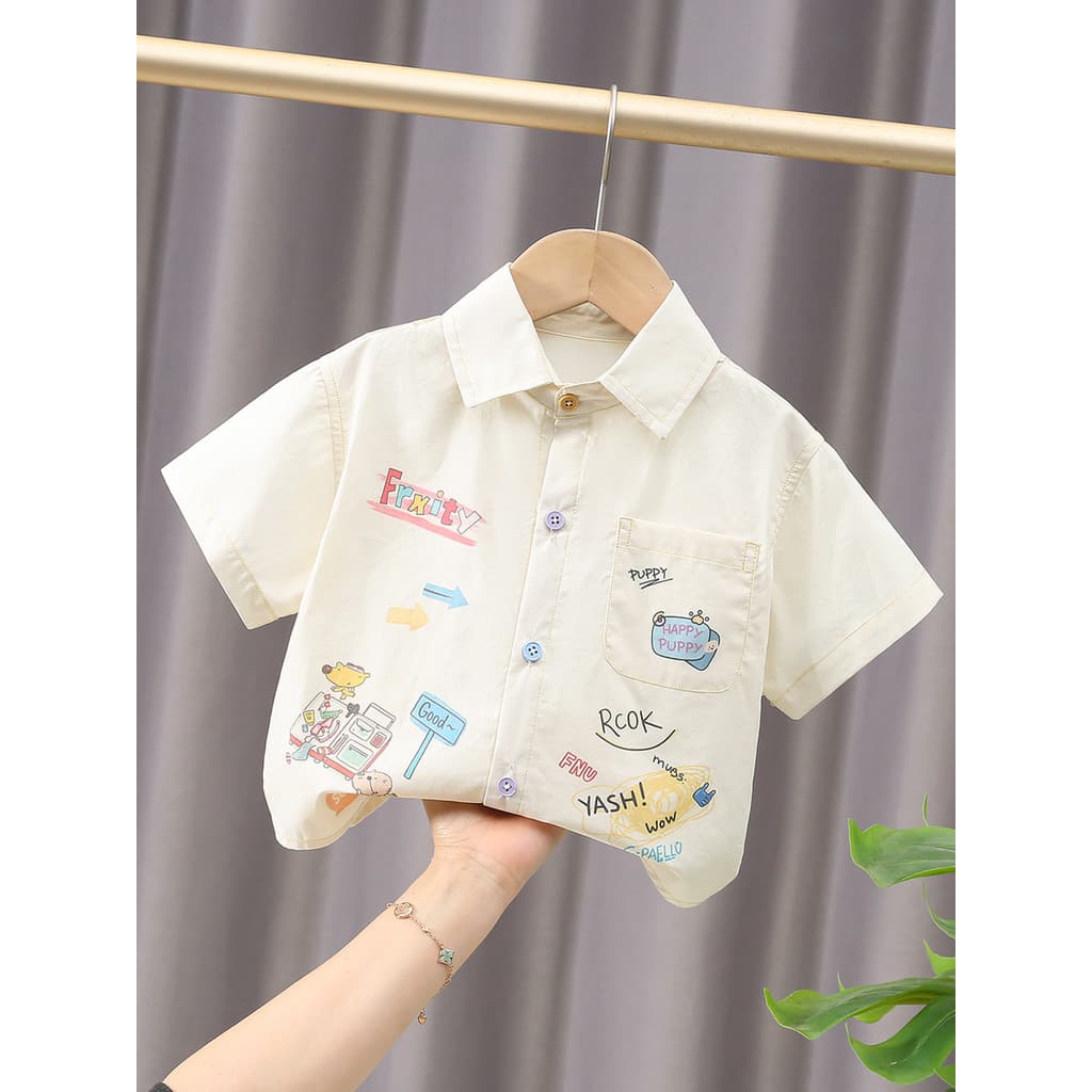 Meninos camisa de manga curta 2026 verão novo estilo roupas infantis férias da moda camisa do bebê estilo fino Polo topo