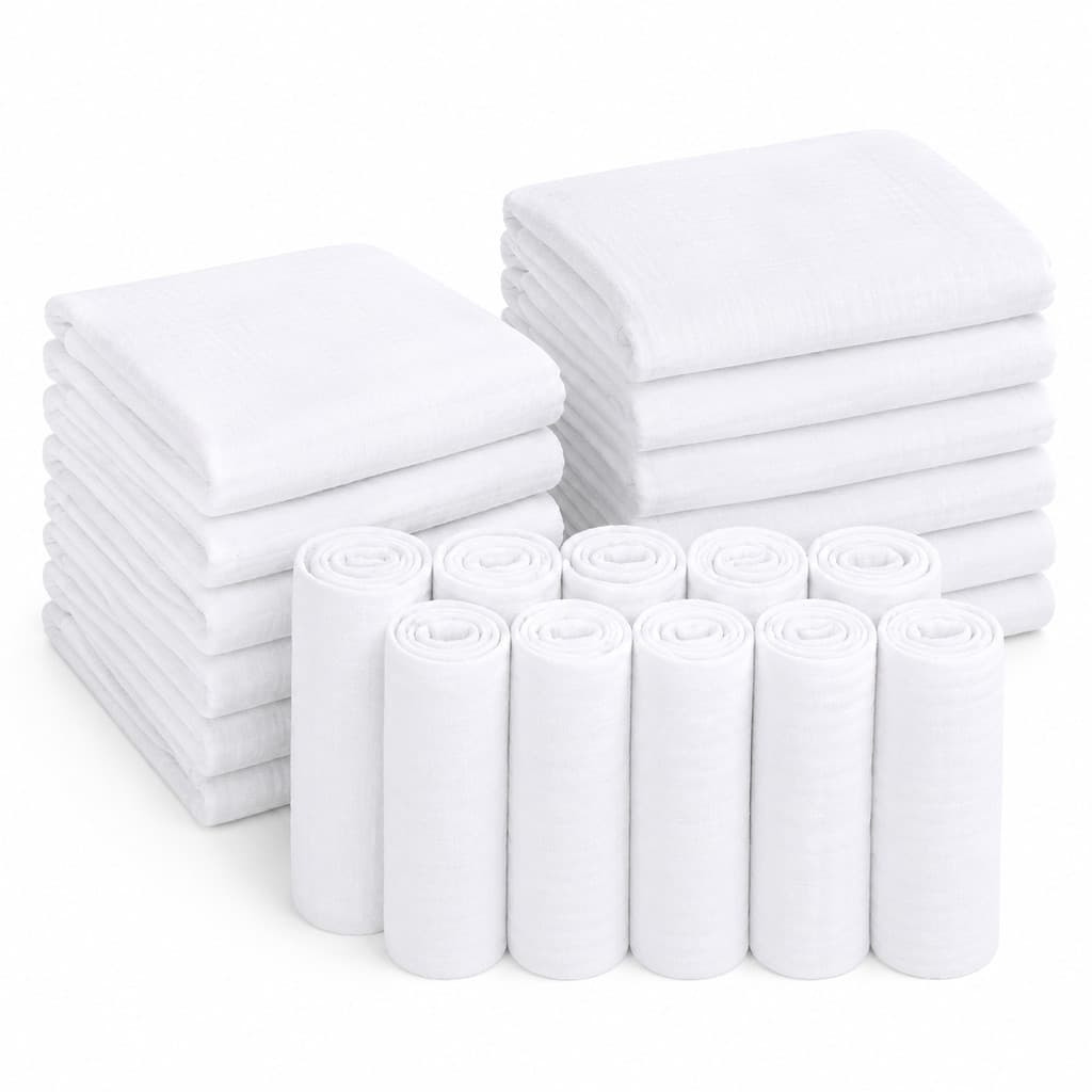 Kit com 10 fraldas de pano branco Minasrey 60x60cm 100% algodão para bebês meninos e meninas