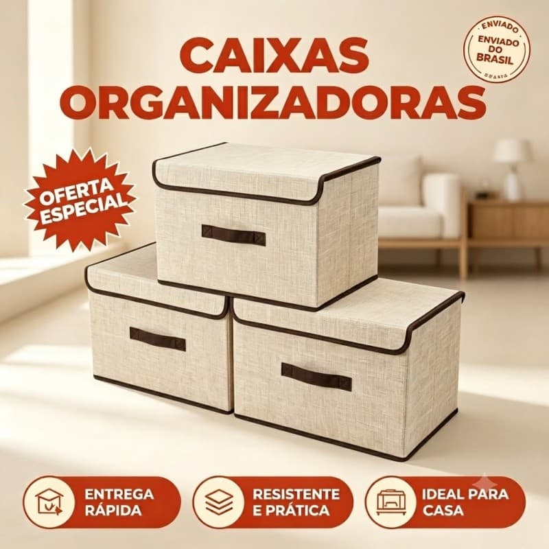 Kit 3 Caixas Organizadoras Dobráveis para Closet Tecido Leve Valor Barato Por Unidade