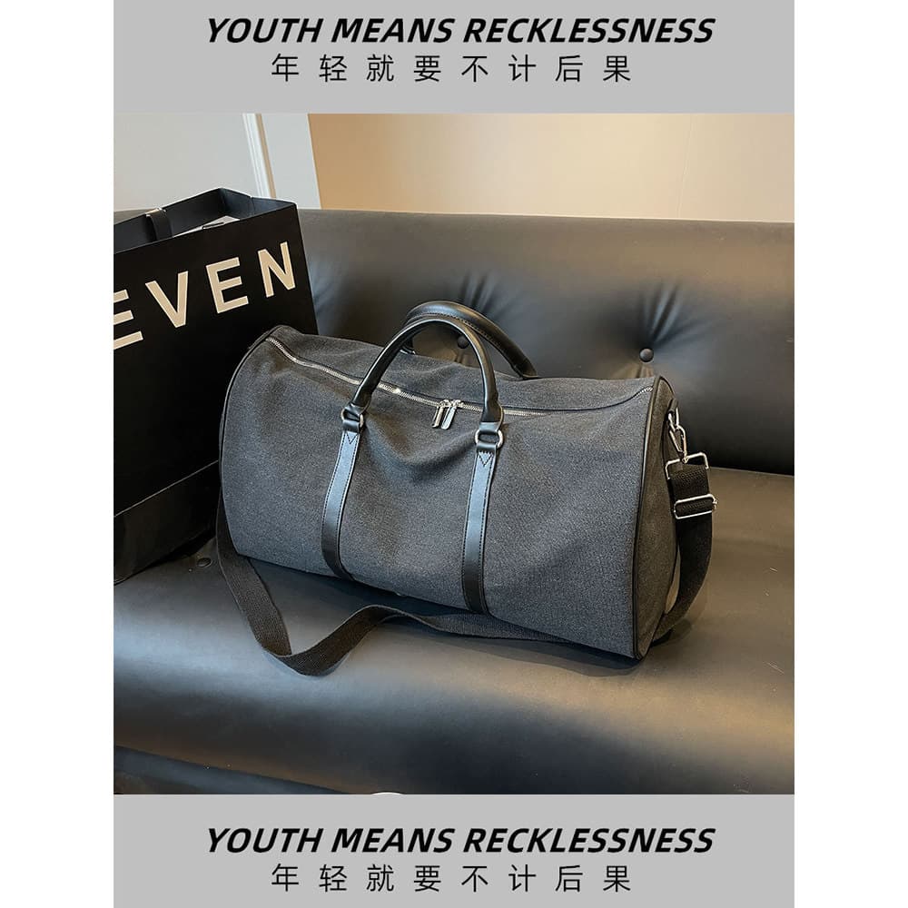 Bolsa de viagem de lona feminina, grande capacidade, leve, bolsa de bagagem, homens, esperando por produção, bolsa de ar