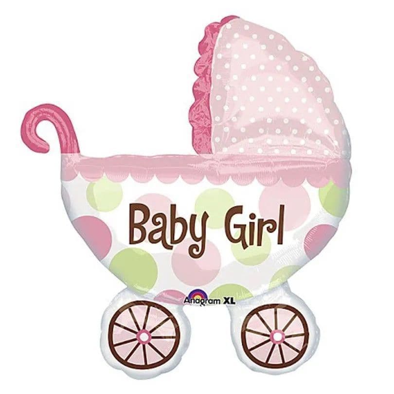 Kit Balão Carrinho de Bebe Metalizado 30x25 para decoração de Chá de Bebe e Revelação