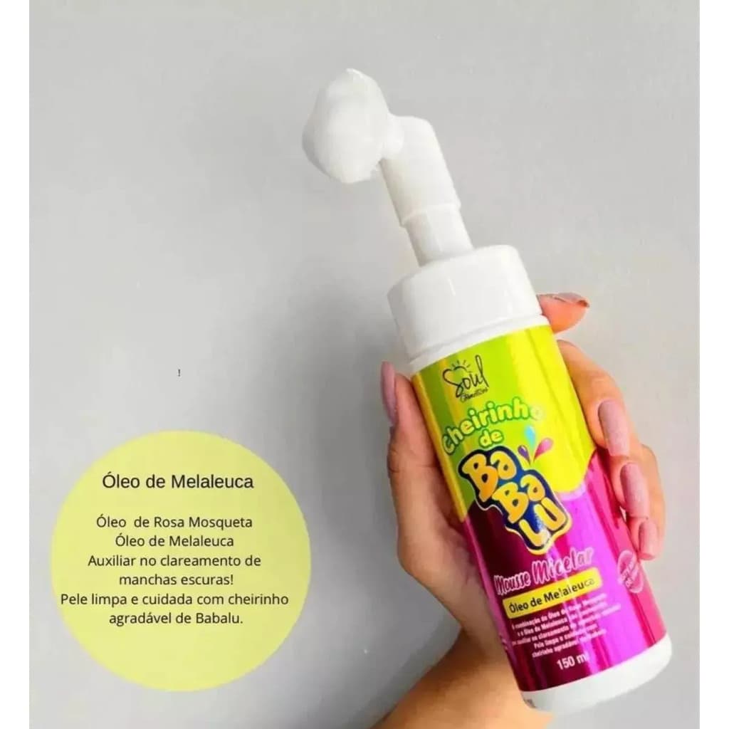 Espuma Facial Mousse Micelar Extrato de Frutas Vermelhas Cheirinho de Chiclete Babasoul