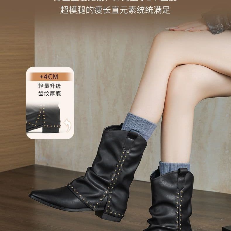 Botas curtas botas 2026 novo estilo ocidental Cowboy cavaleiro calças botas femininas de comprimento médio Pi