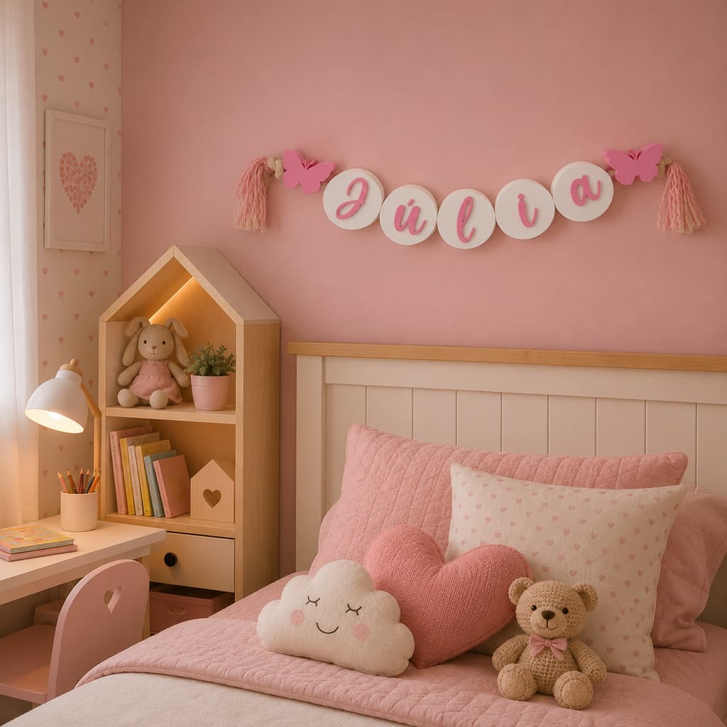 Flâmula Decorativa com Nome Personalizado | Decoração Infantil 3D