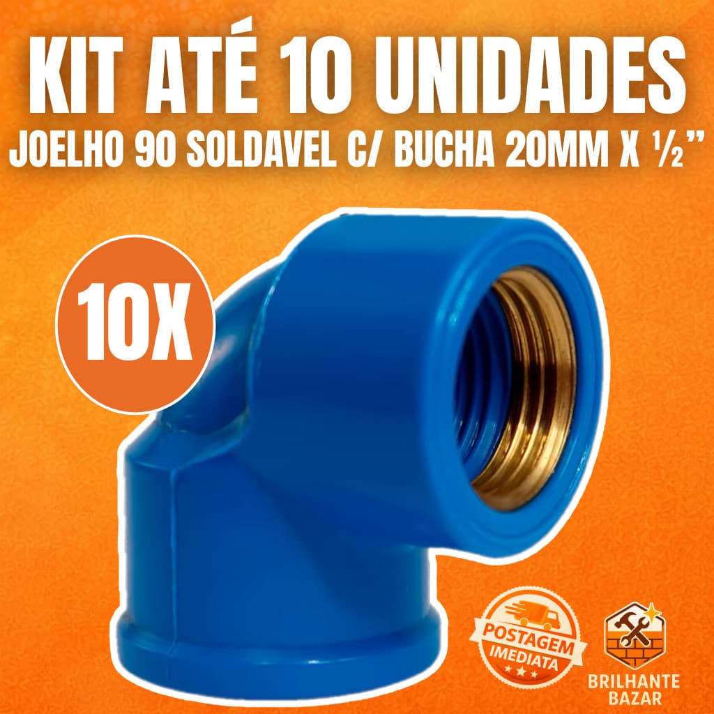 Joelho 20mm x 1/2" Cotovelo Azul Soldável C/ Bucha Latão 90º