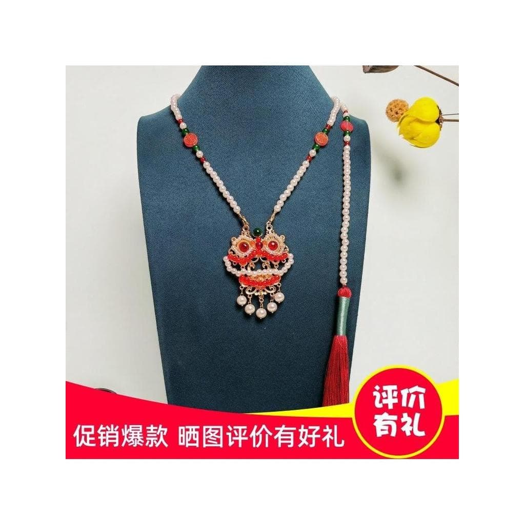Yingluo colar colar jóias novo estilo colar vermelho longo festivo volta nuvem estilo antigo acessórios femininos leão d