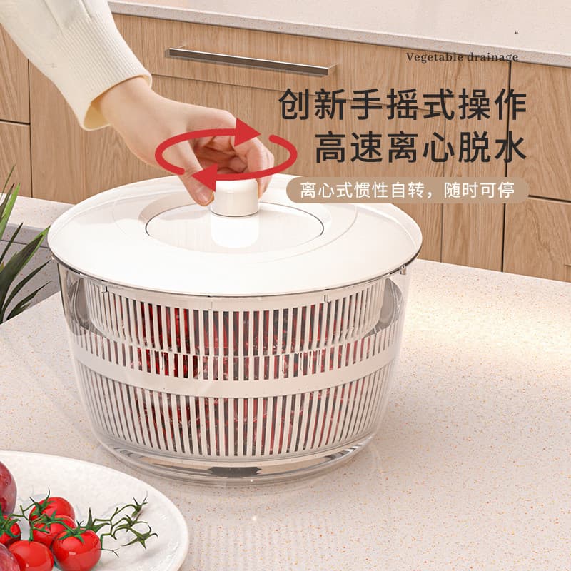 Novo Produto Yingran: Desidratador Transparente Manual para Frutas e Vegetais, Centrifugador de Água para Salada de Frut