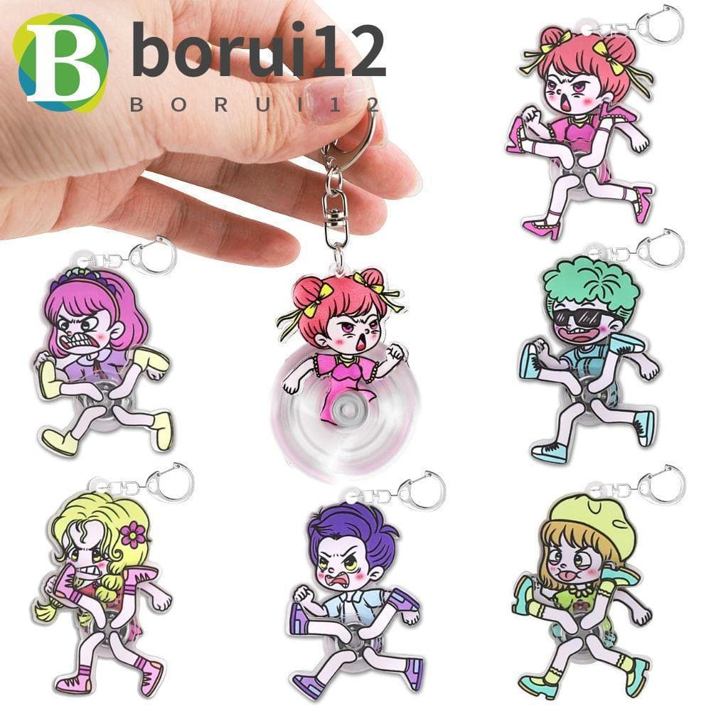 BORUIB 12 Pçs/Set Spinning Gyro Keychain , Bonito Estilo Anime Feature Hand Spinner Toy