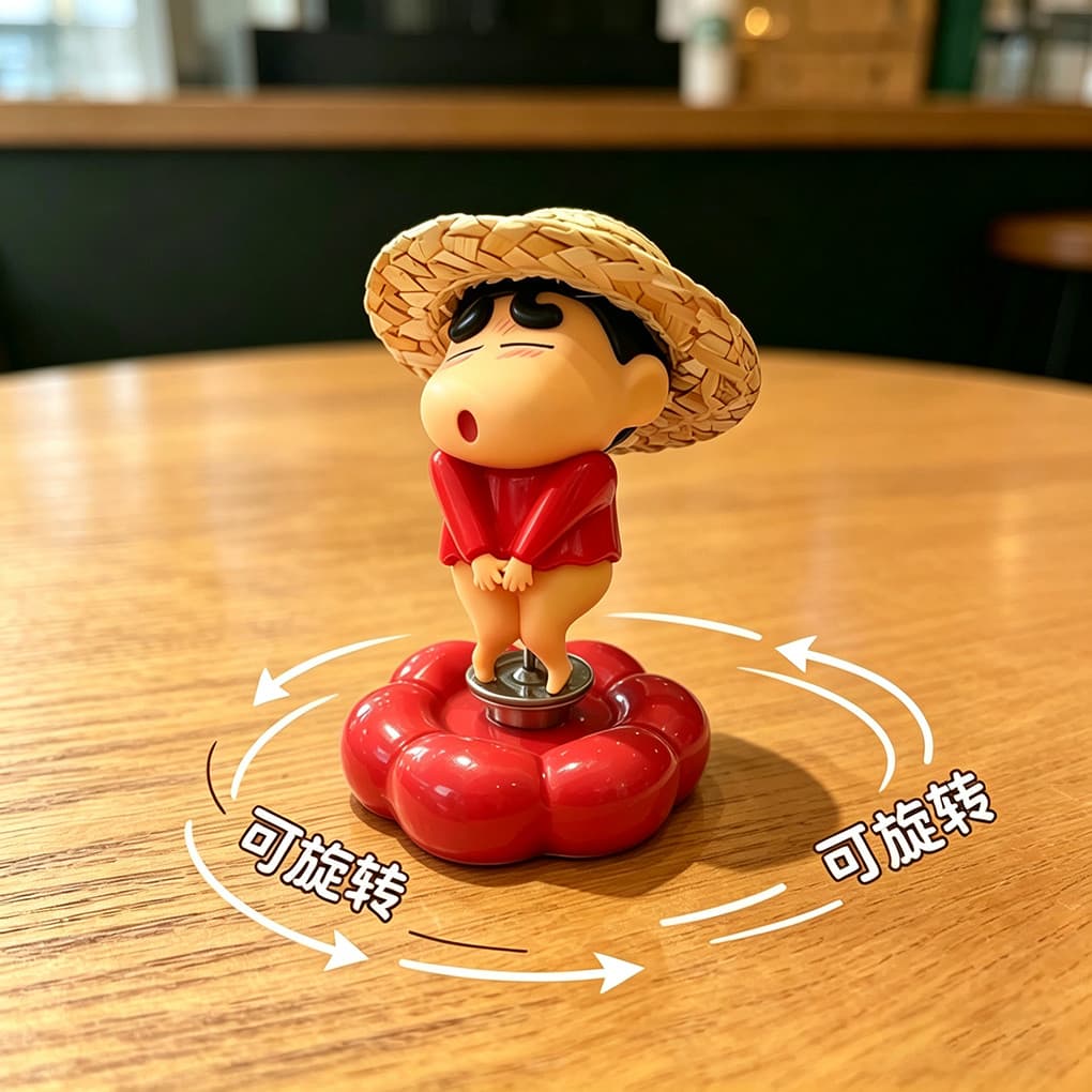 Lápis tímido giratório Shin-Chan Trendy Play Figure Enfeites de carro Influenciador Descompressão Desktop