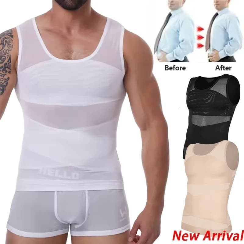 Camisa De Compressão Para Homens , Camiseta Modeladora De Corpo , Colete Modelador