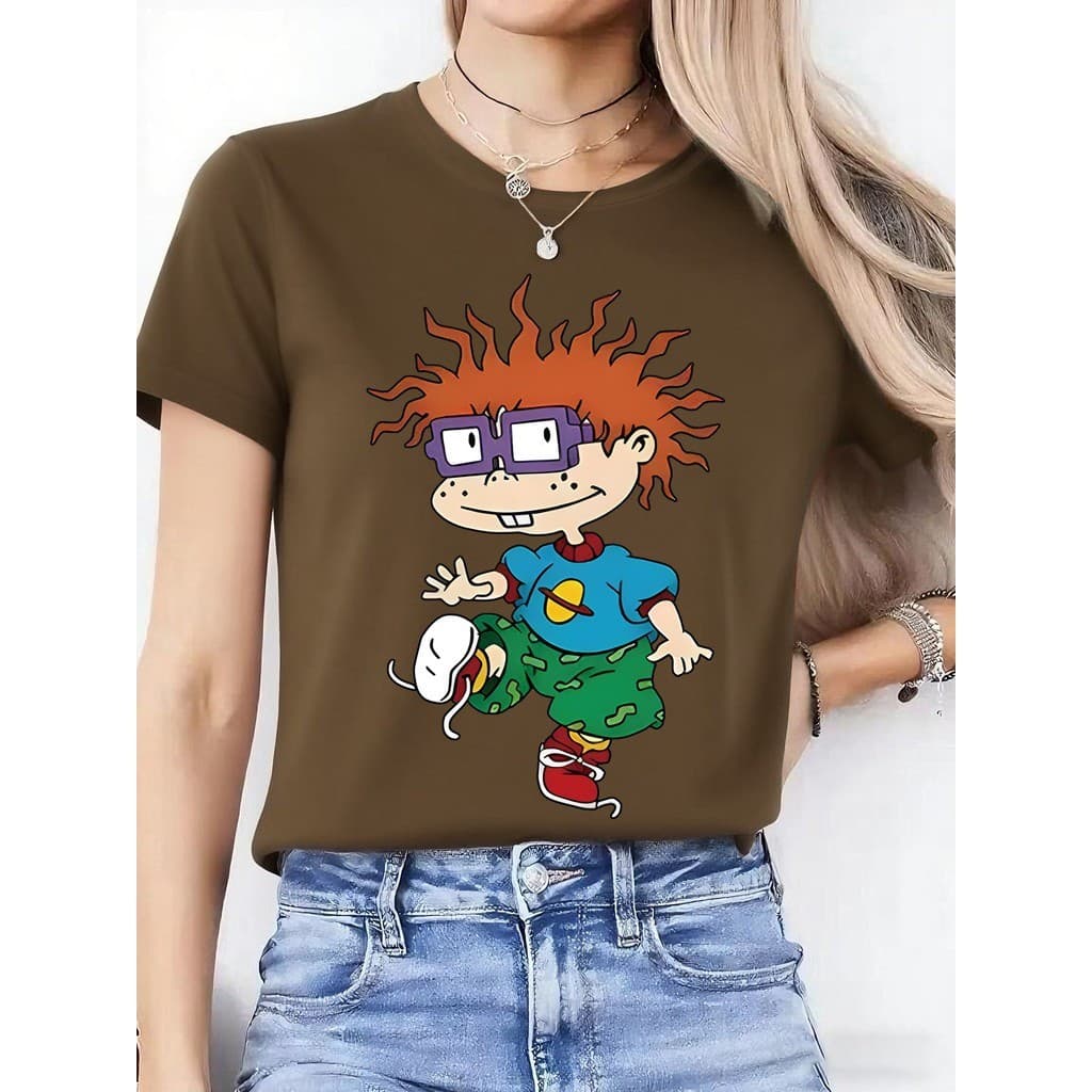 Camiseta de Manga Curta de Verão, Lançamento, - Lindíssima Camiseta de Manga Curta com Estampa "Red-Head"