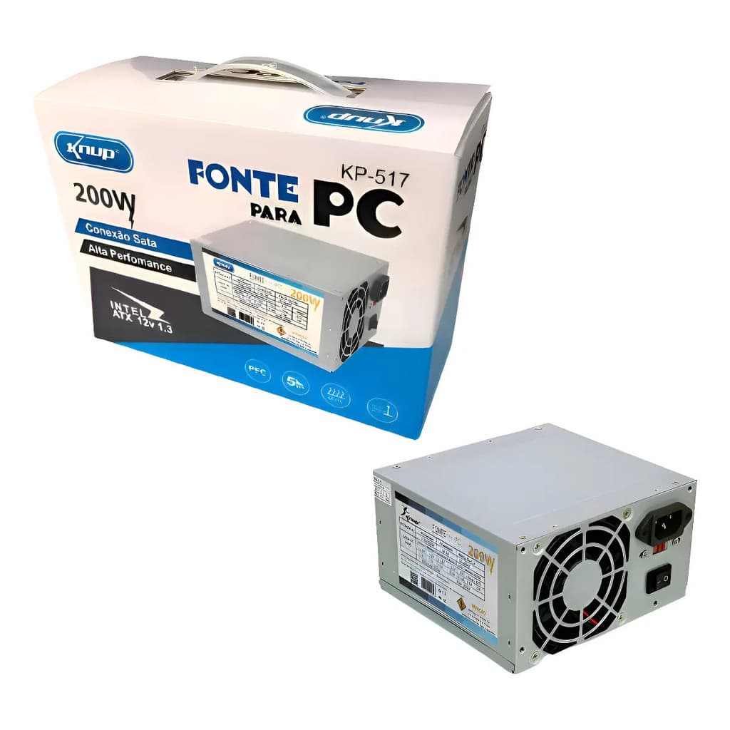 Fonte De Alimentação Atx 200w Sileciosa Knup Pc 200 W