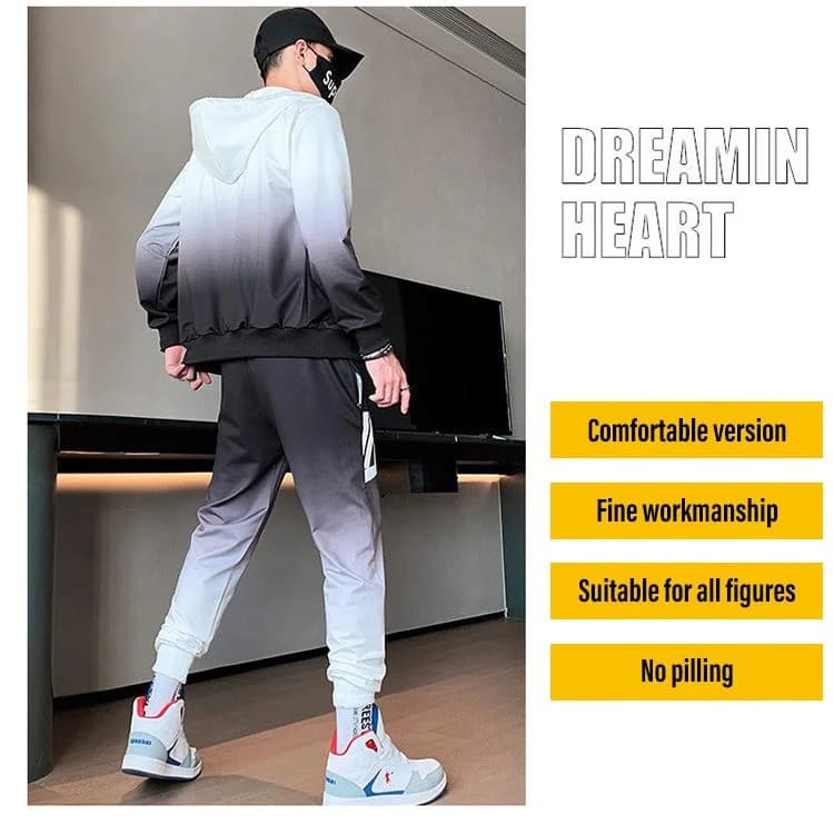 【Prático e Versátil】Conjunto De Capuzes E Joggers Sporty Gradient Hoodie Para Adolescentes/Escola/Treino