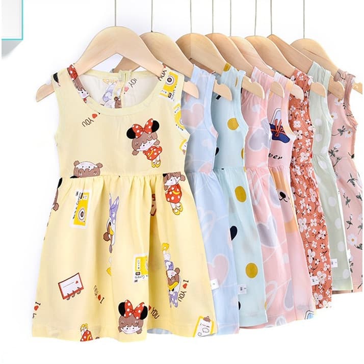 Vestido confortável elegante de seda de algodão para meninas de 0 a 8 anos