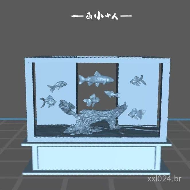 Grande aquário para peixes dourados, peixe koi, decoração de interiores, figura em miniatura de animal 1:64, modelo bran