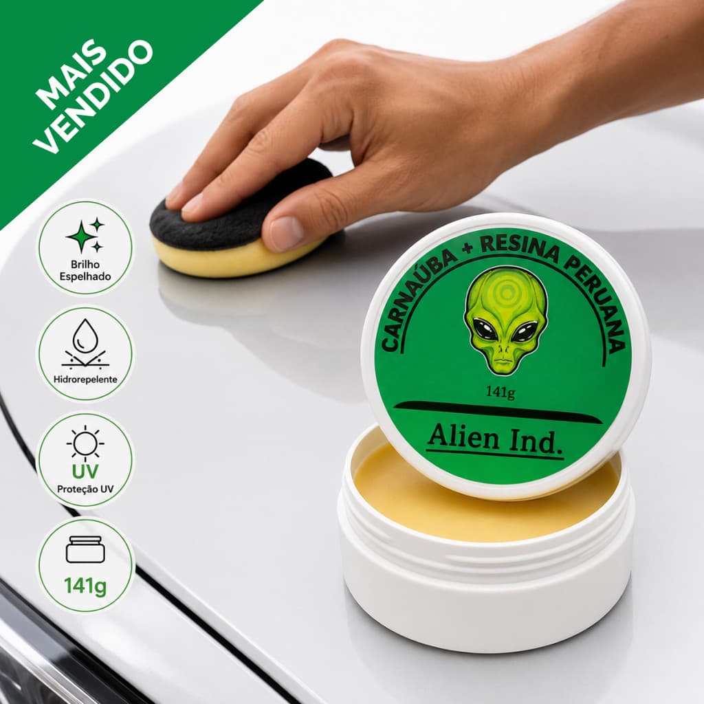 Cera Automotiva Carnaúba Resina Alien Espelhamento Cerâmico Tira Riscos Brilho Intenso
