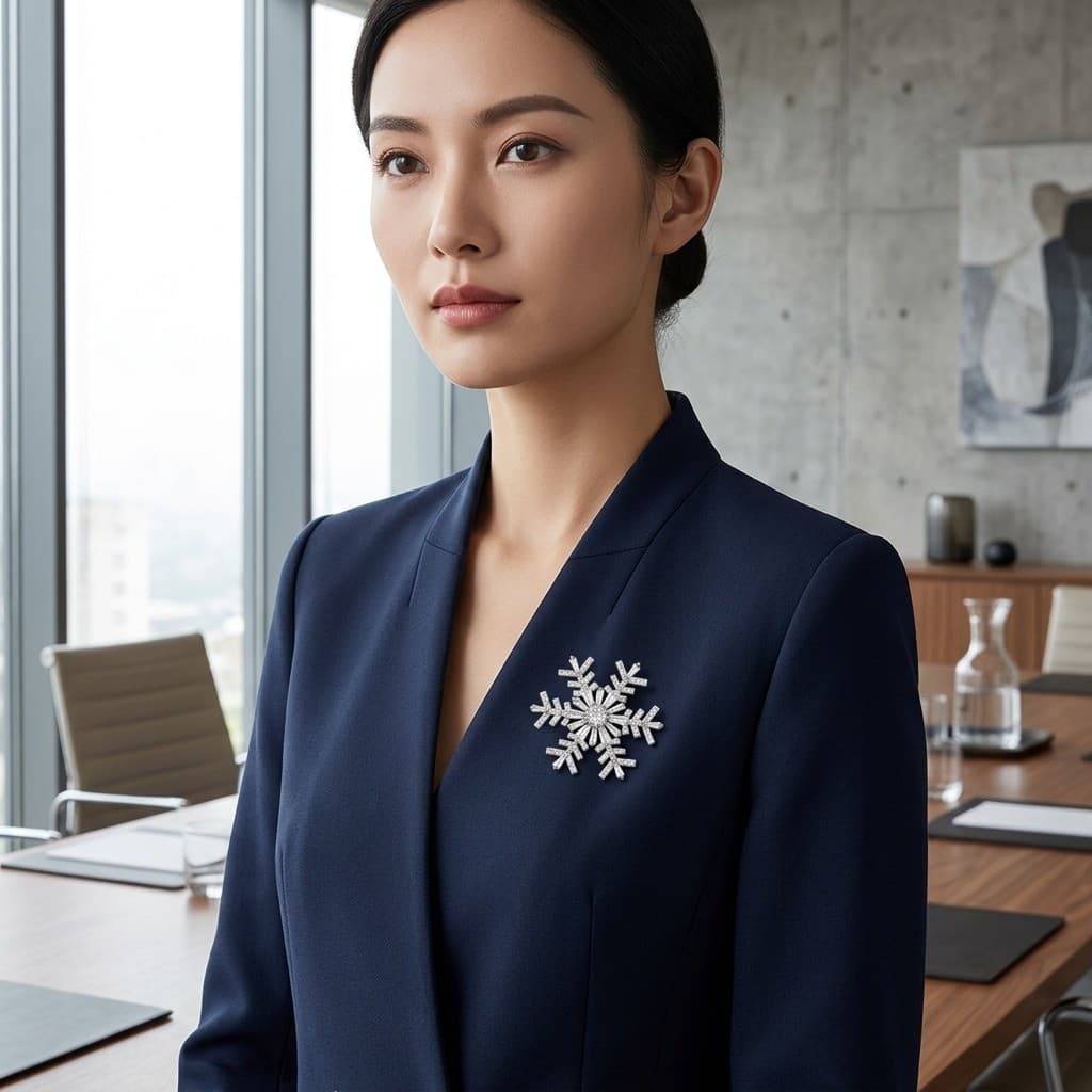 Broche De Floco De Neve De Zircônia Cúbica Feminino Alfinete De Liga Para Terno De Cachecol De Casaco