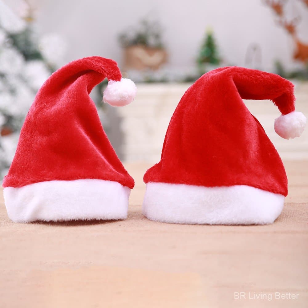 Suprimentos para Decoração de Natal, Chapéu de Natal de Pelúcia Curta de Alta Qualidade, Suprimentos de Natal, Chapéu de