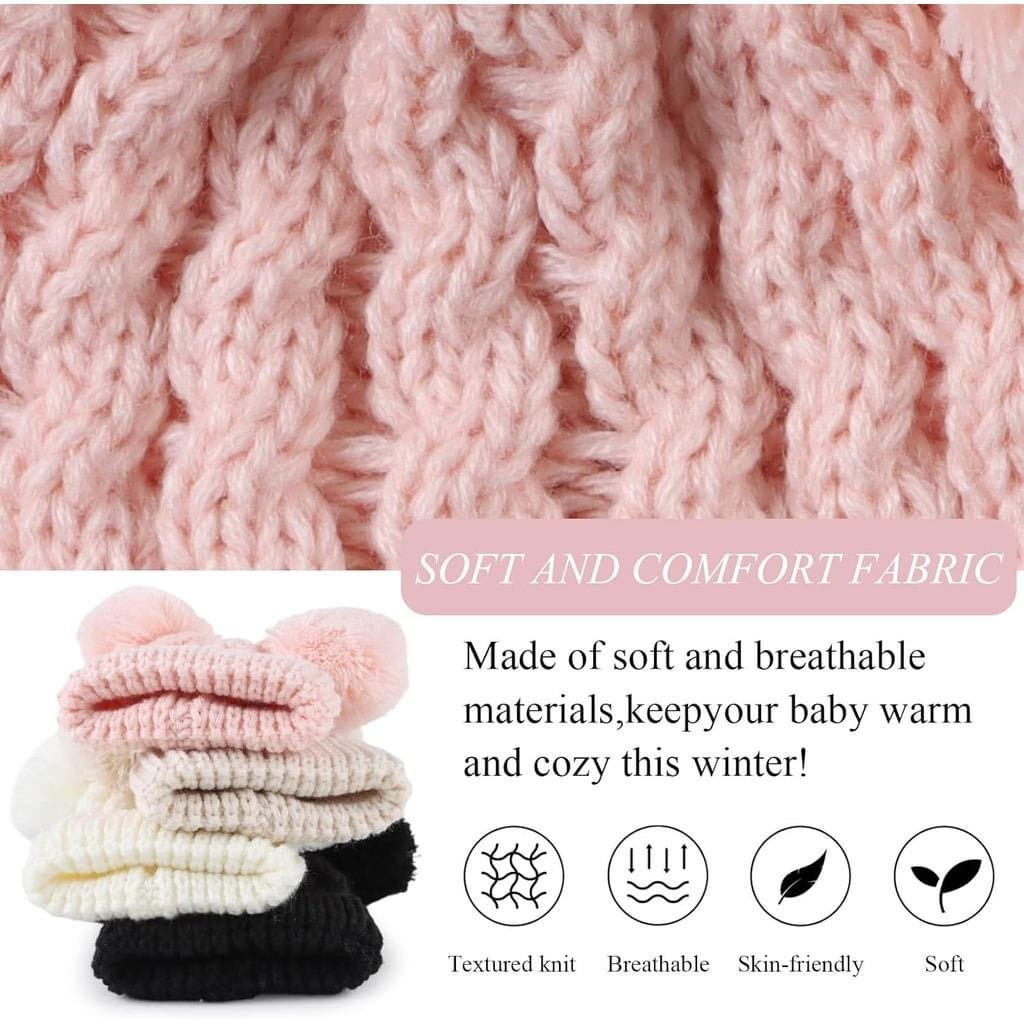 Yuoahcn Gorro de Inverno para Bebê Menina e Menino com Pom Pom, Chapéu Quente de Tricô para Bebês e Crianças Pequenas