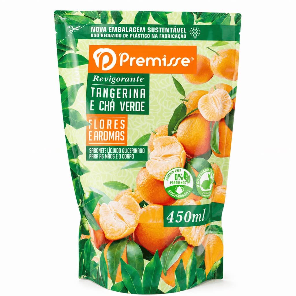 Sabonete Flores e Aromas Refil 450ml Tangerina e Chá Verde