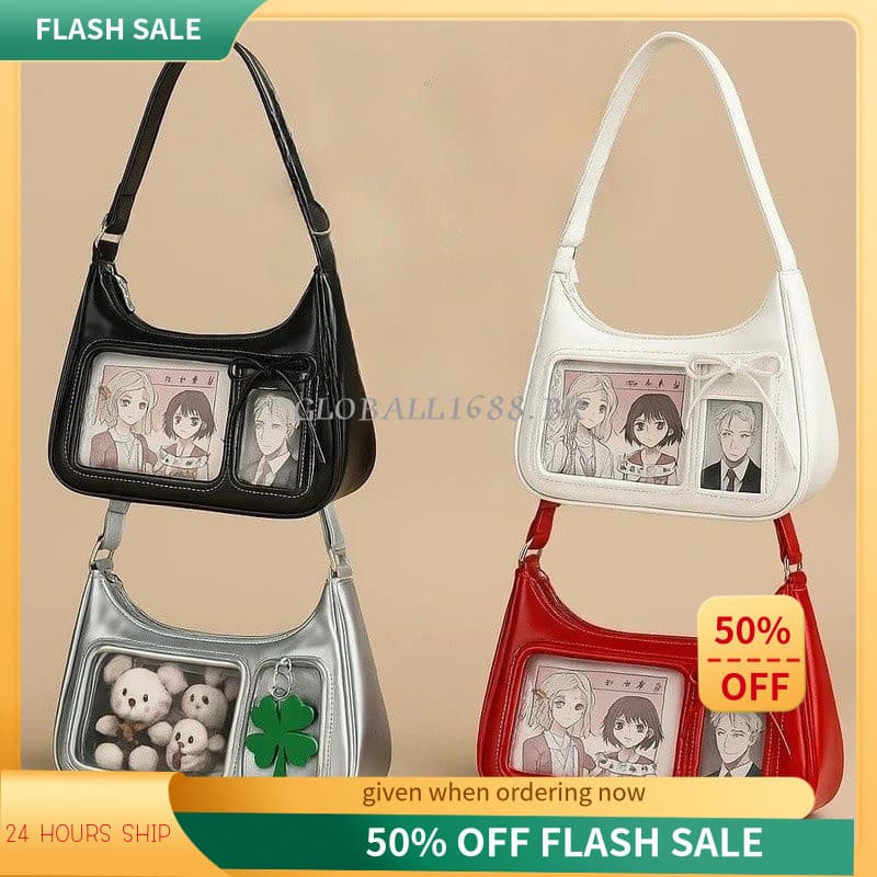 { Estoque Pronto } Y2k Harajuku Bolsa De Ombro Feminina Coreana Transparente Ita Escola Crossbody