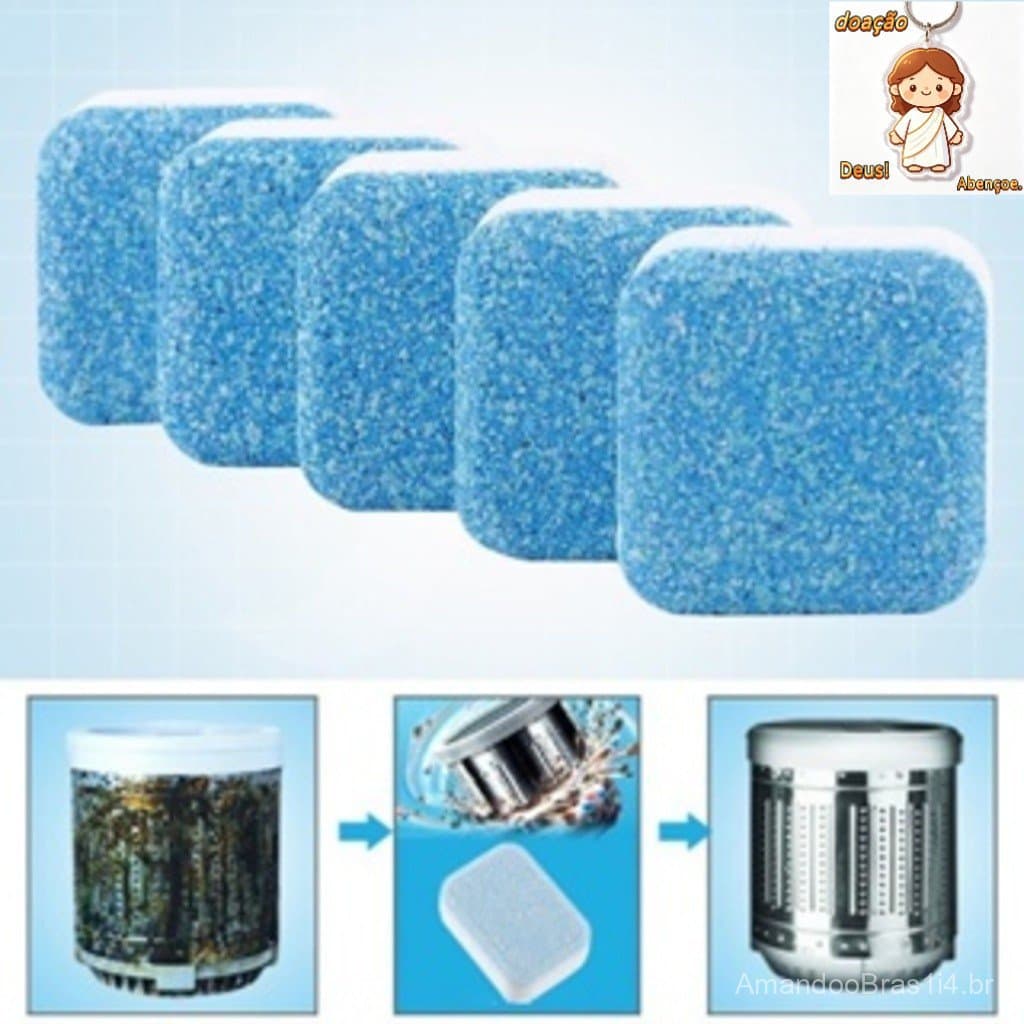 KIT Pastilhas para Limpeza de Máquinas de Lavar Roupas Efervescentes Multifuncional