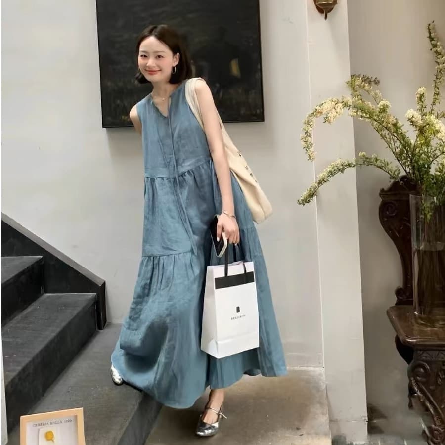 Coreia chique verão nicho temperamento em torno do pescoço sem mangas Halter amarrado Casual solto imitação Denim colete