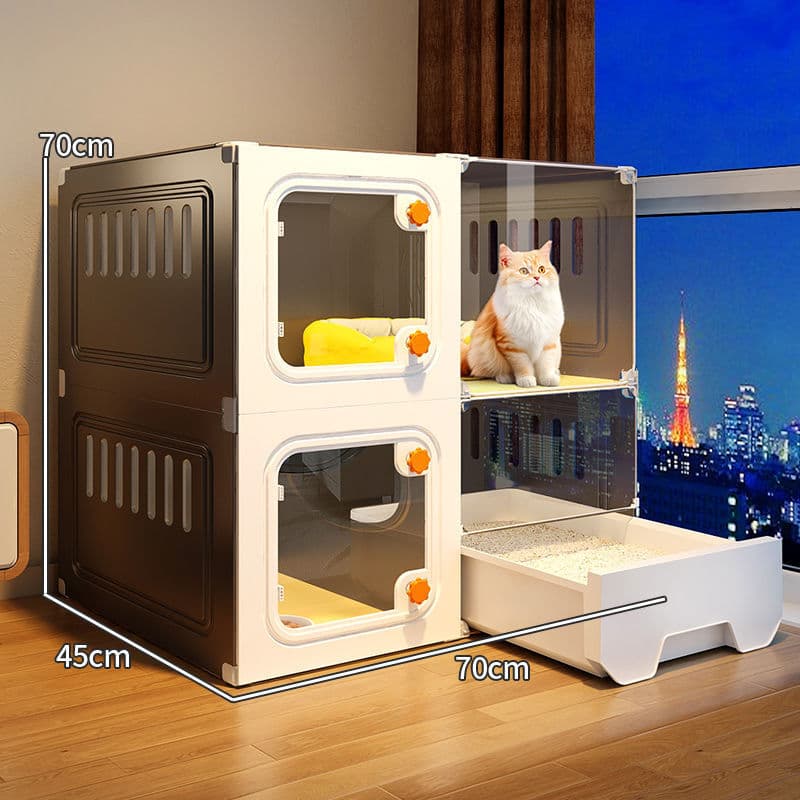 Novo estilo gaiola para gatos com gaveta de banheiro tipo caixa de areia para gatos um espaço grande um quarto um quarto