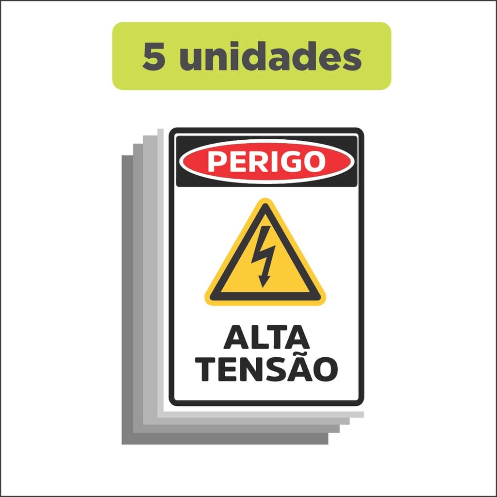 Placa Perigo Alta Tensão 13x19cm PVC | Risco Elétrico