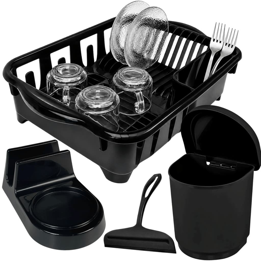 Kit Pia Completo Escorredor Talheres Lixeira Porta Detergente Bucha E Rodinho Organizador Cozinha