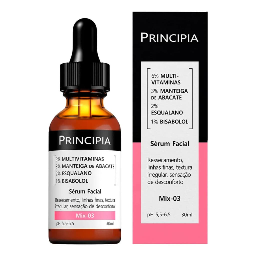 Sérum Principia MIX-03 Facial Antiacne Reduz Cravos Espinhas Oleosidade Uso Diário Dia e Noite