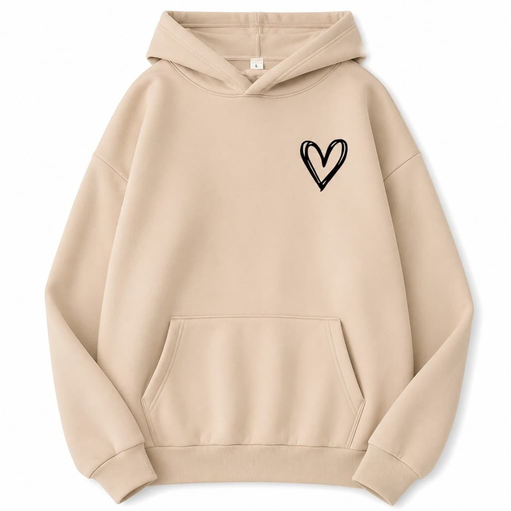 Moletom Canguru com Capuz, estampa de Coração Unissex Casual Inverno