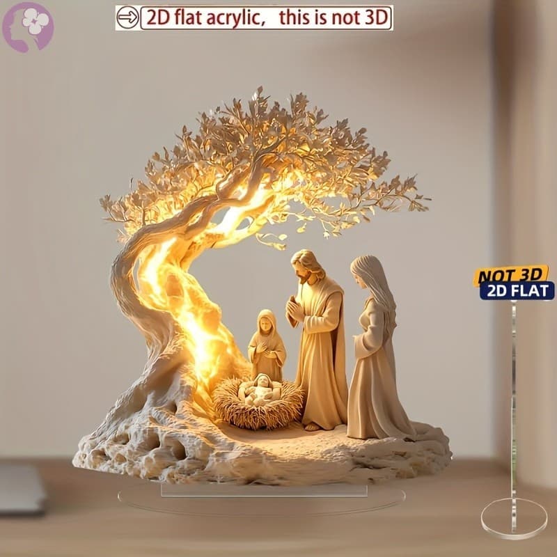 Decoração De Mesa Cristã Acrílica Elegante 2D-Cartão De Exibição De Estilo Clássico Para Presente De Páscoa E Dia Dos Na