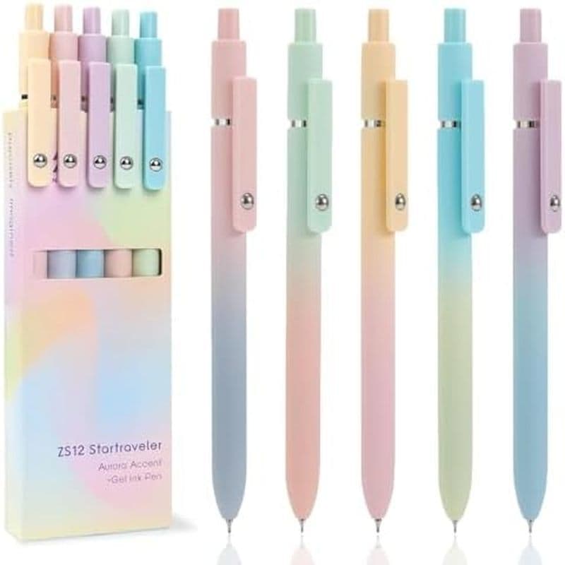 Canetas De Gel ACEES , 6 Peças De Caneta De Tinta Preta De Ponta Fina De 0.5 Mm Com Escrita Suave , Acessórios De Mesa D