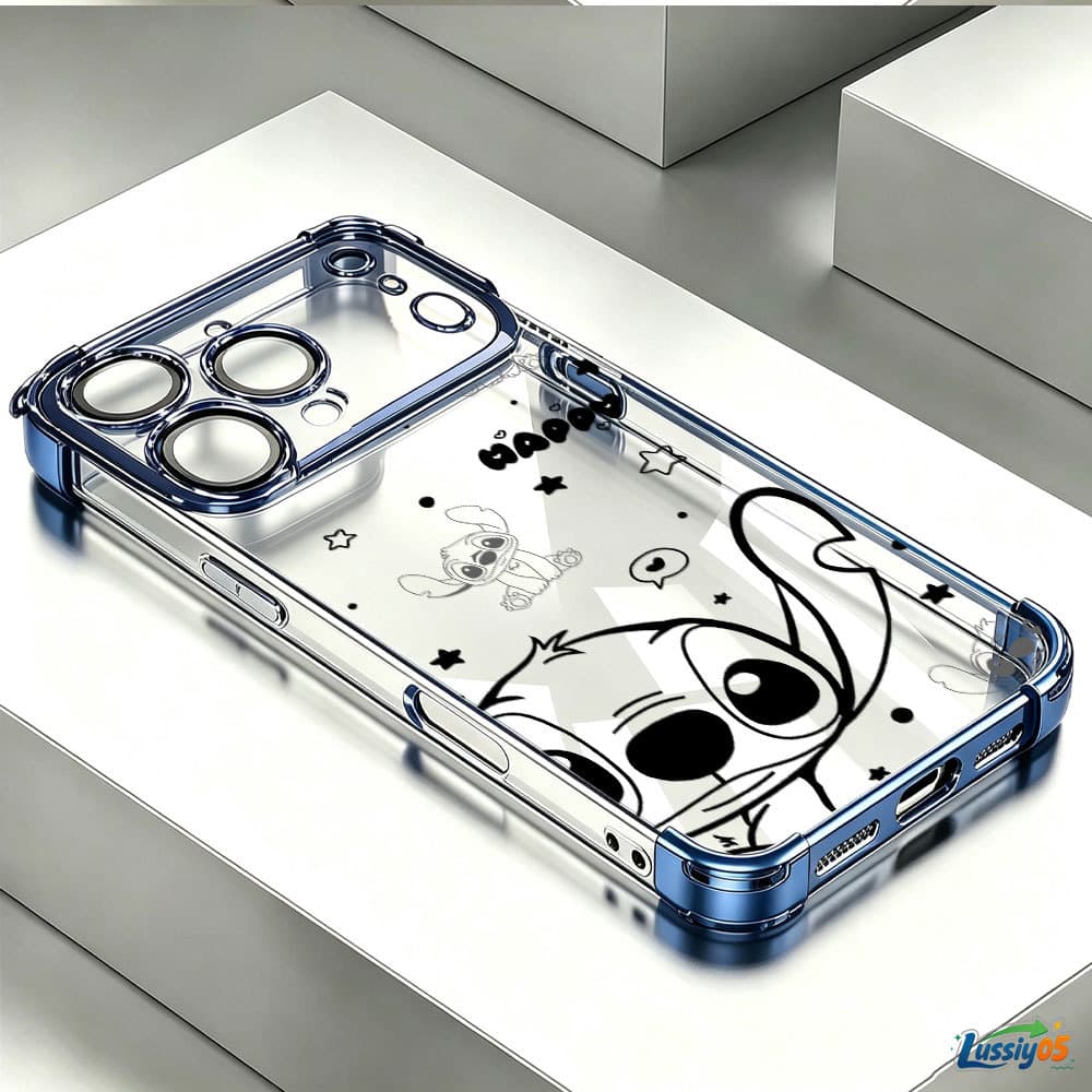 Capa Anti-Queda Galvanizada Para iPhone 17 Pro Max 16 15 13 12 14 Plus Air Lilo E Stitch LUSSIY05